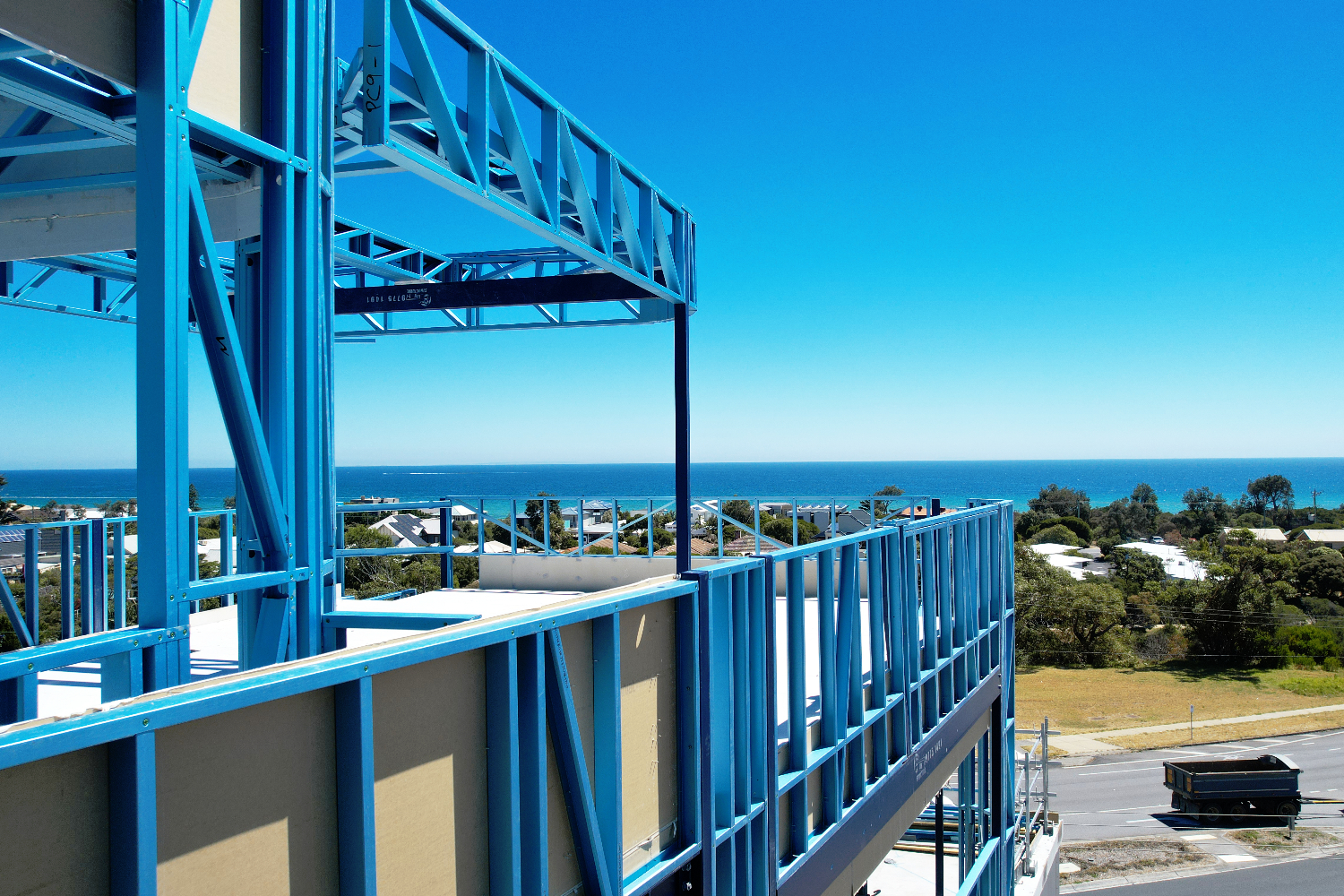 Lightweight Truecore steel frames at 303 Nepean Hwy Frankston Apartment Melbourne by CMG Frames and Samssons Projects.