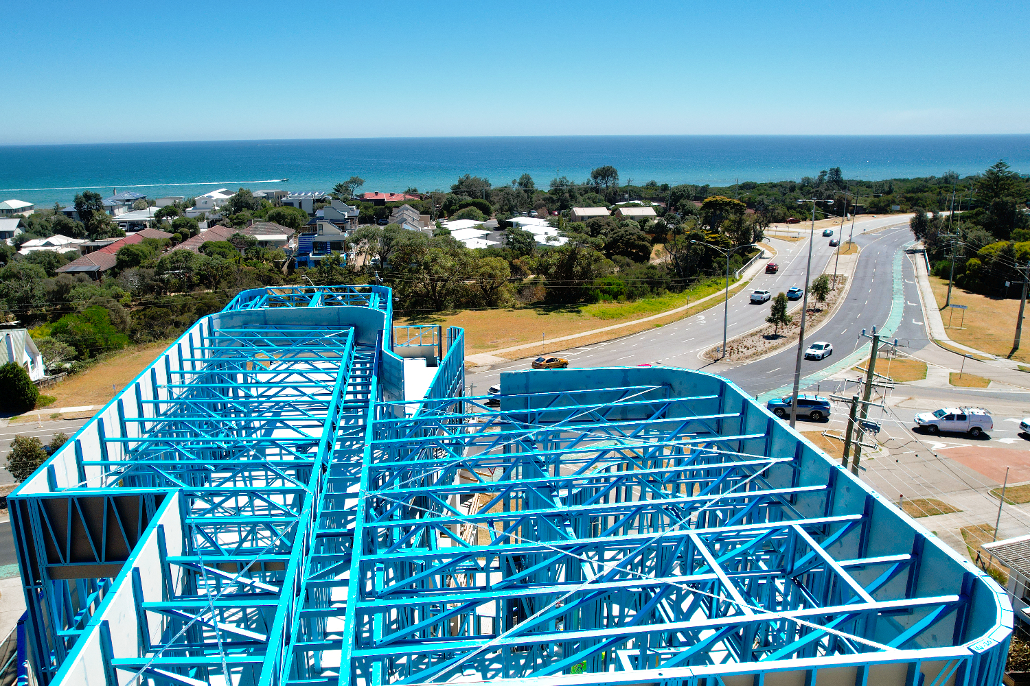 Lightweight Truecore steel frames at 303 Nepean Hwy Frankston Apartment Melbourne by CMG Frames and Samssons Projects.