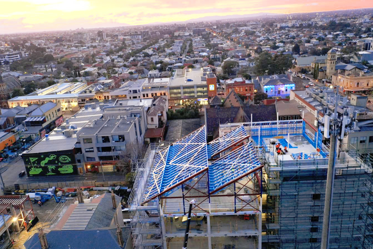 Balam Balam Place, Brunswick, featuring Modular Lightweight Steel Façade and Upper Level Framing by CMG Frames as part of Merri-bek City Council's Saxon Street redevelopment.