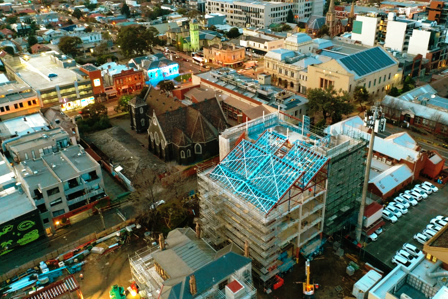 Balam Balam Place, Brunswick, featuring Modular Lightweight Steel Façade and Upper Level Framing by CMG Frames as part of Merri-bek City Council's Saxon Street redevelopment.