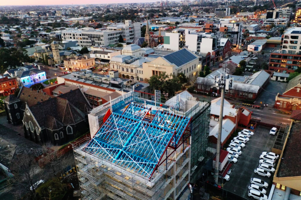 Balam Balam Place, Brunswick, featuring Modular Lightweight Steel Façade and Upper Level Framing by CMG Frames as part of Merri-bek City Council's Saxon Street redevelopment.