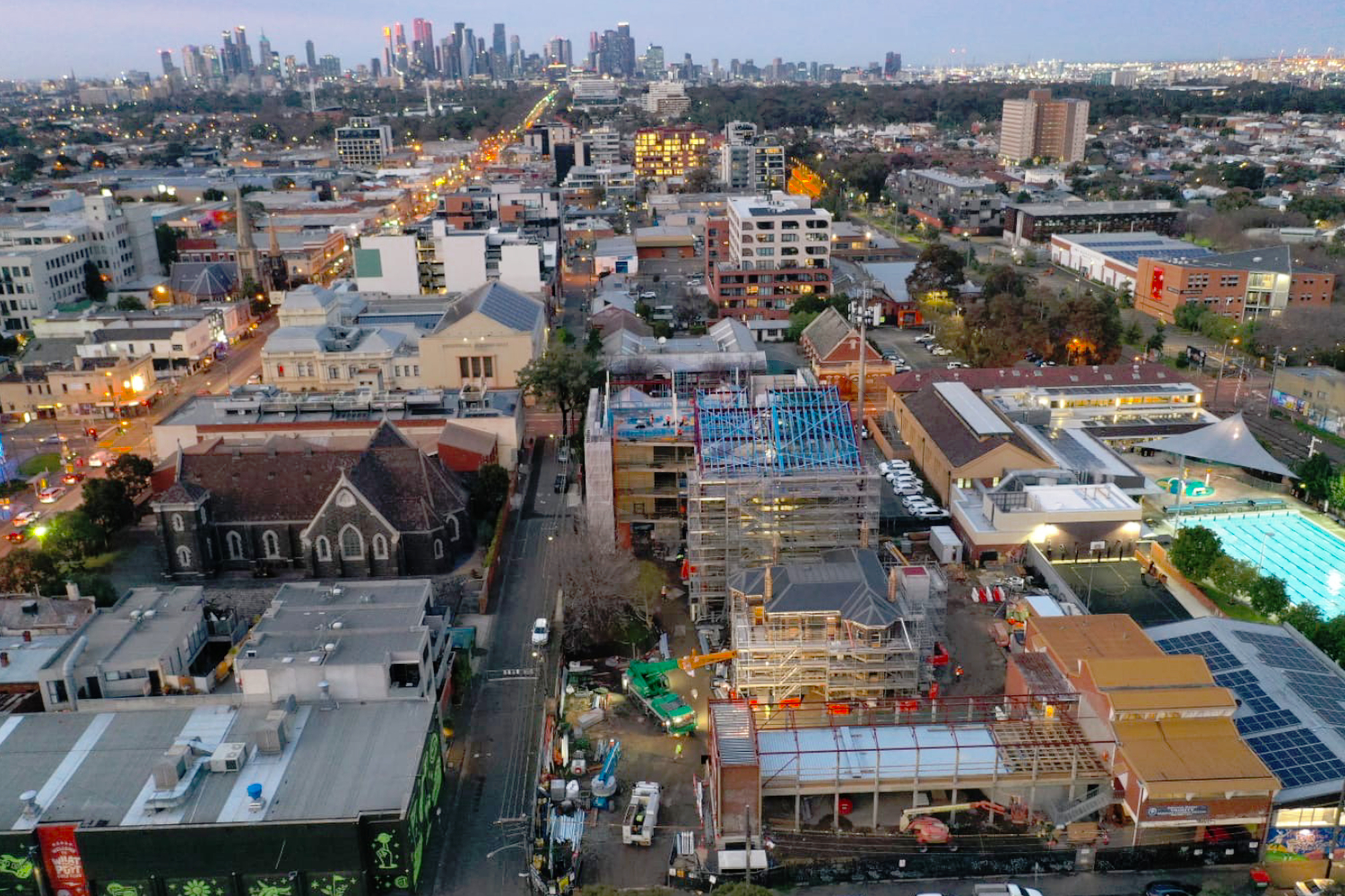 Balam Balam Place, Brunswick, featuring Modular Lightweight Steel Façade and Upper Level Framing by CMG Frames as part of Merri-bek City Council's Saxon Street redevelopment.