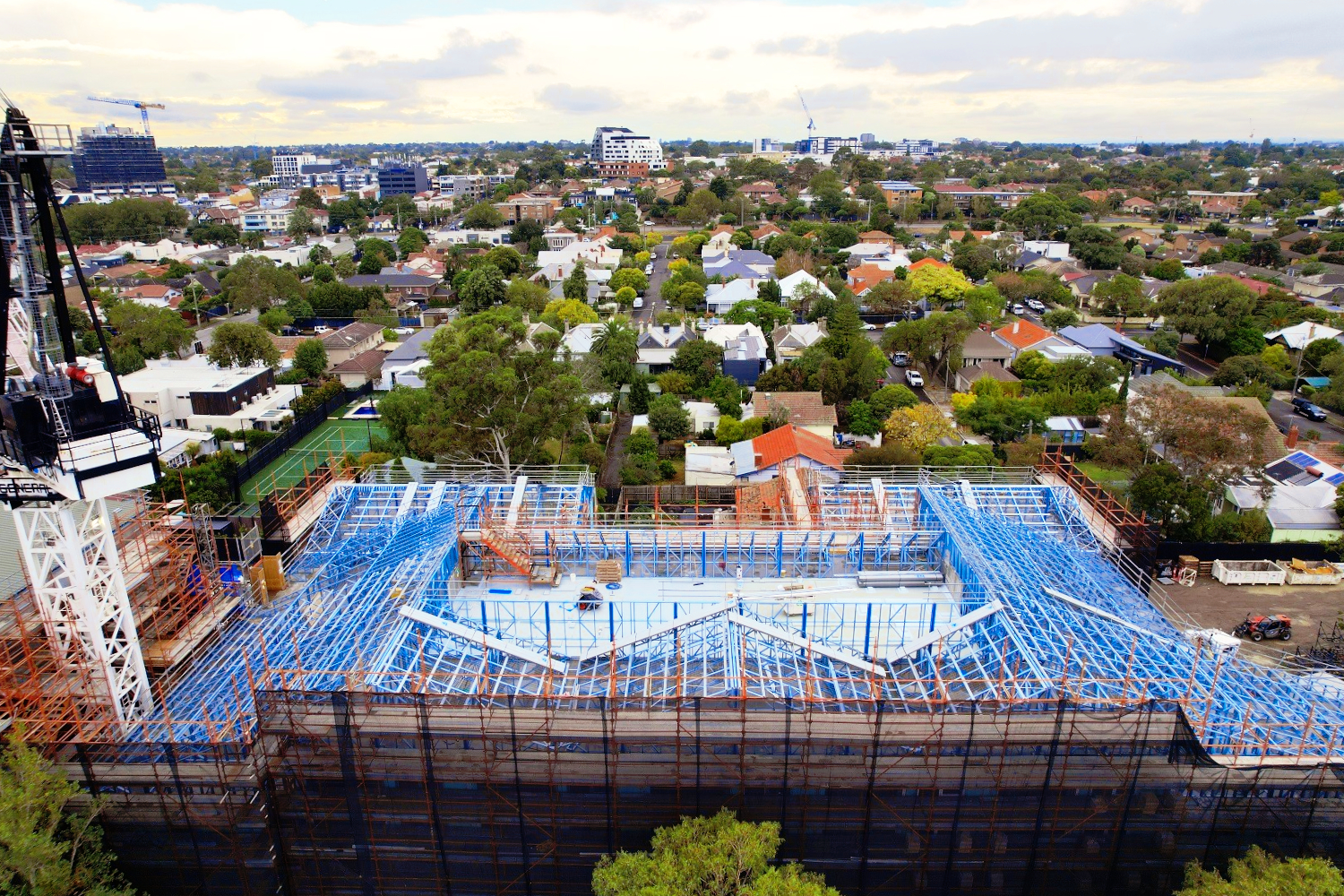 Modular Lightweight Steel Façade and Roof Truss Framing at Brighton Public Housing Renewal Project, supplied by CMG Frames.