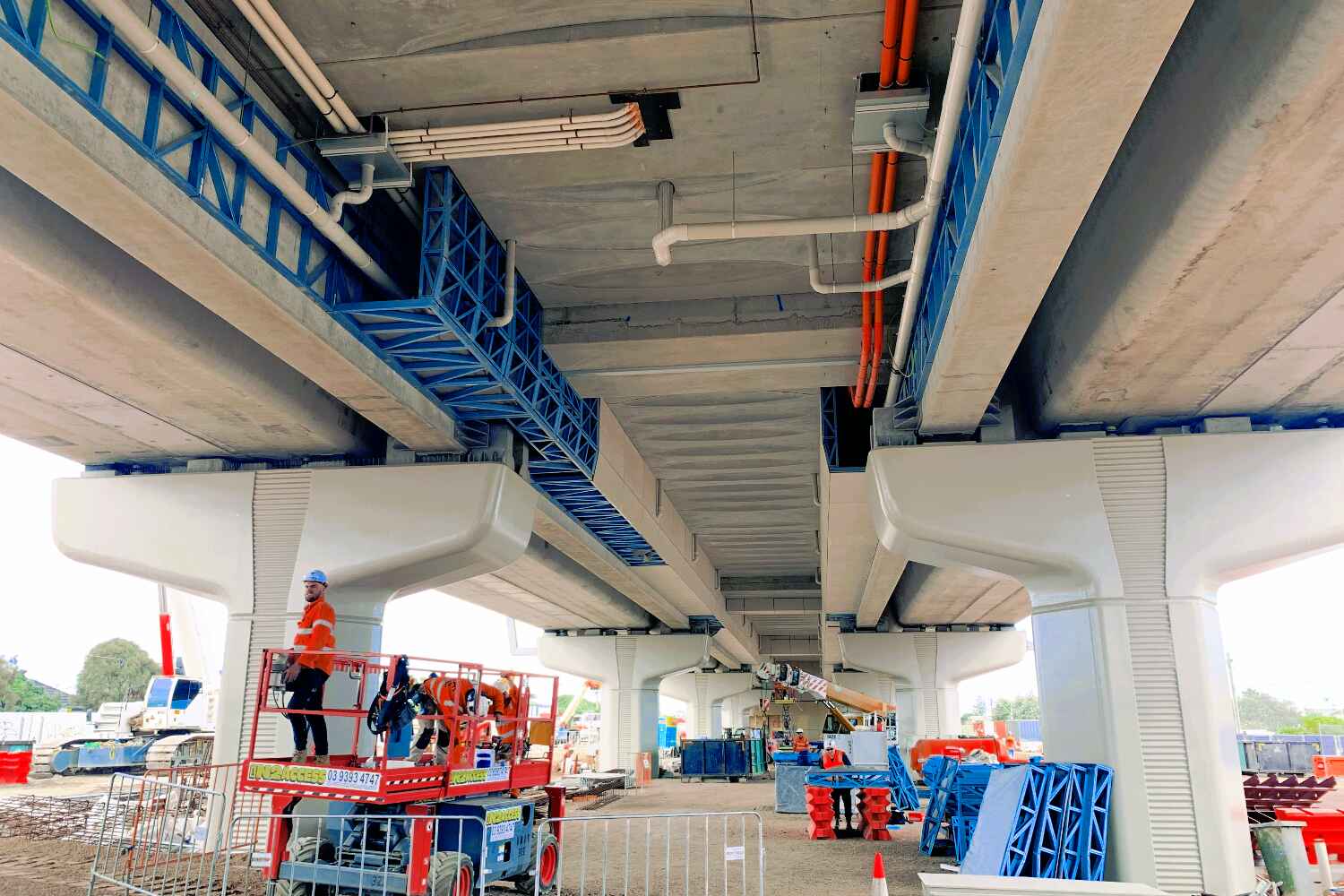 Custom Modular Steel Framing for Carrum Station Overpass, delivered by CMG Frames as part of the Level Crossing Removal Project.