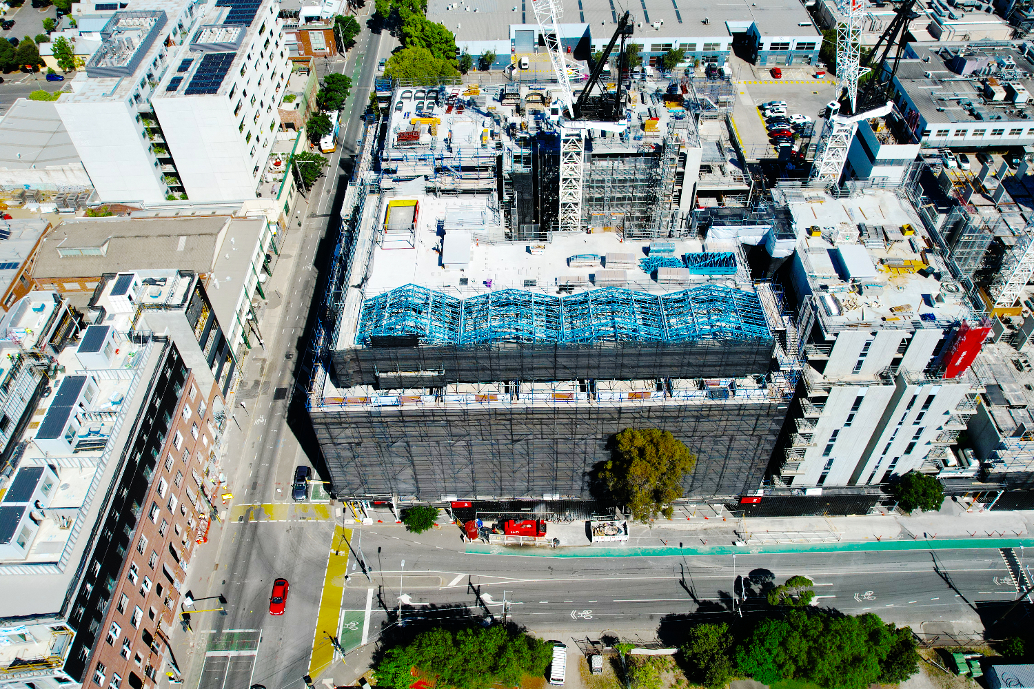 The Local Kensington Apartments in Melbourne with lightgauge steel frame roof by CMG Frames using Truecore Steel.