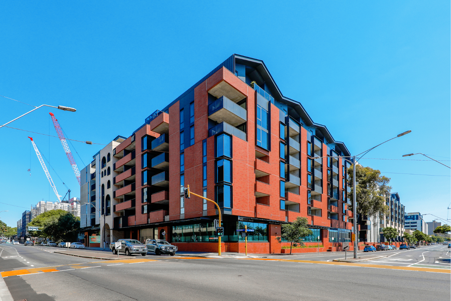 The Local Kensington Apartments in Melbourne with lightgauge steel frame roof by CMG Frames using Truecore Steel.