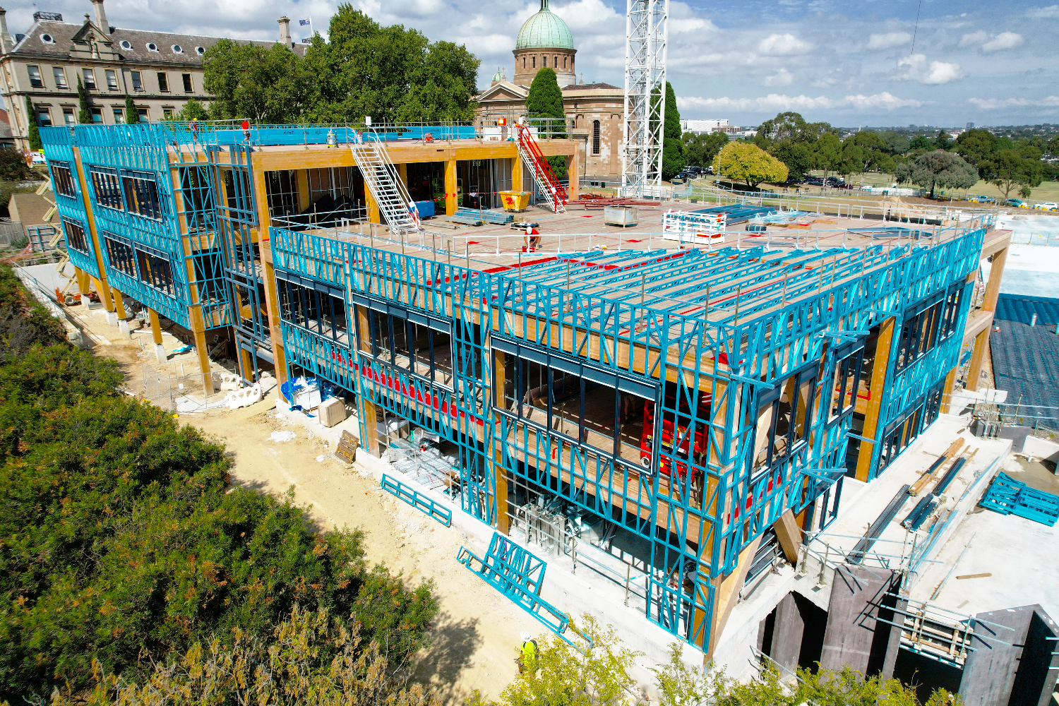 Light Gauge Truecore Steel frame facade by CMG Frames at Xavier College Melbourne.