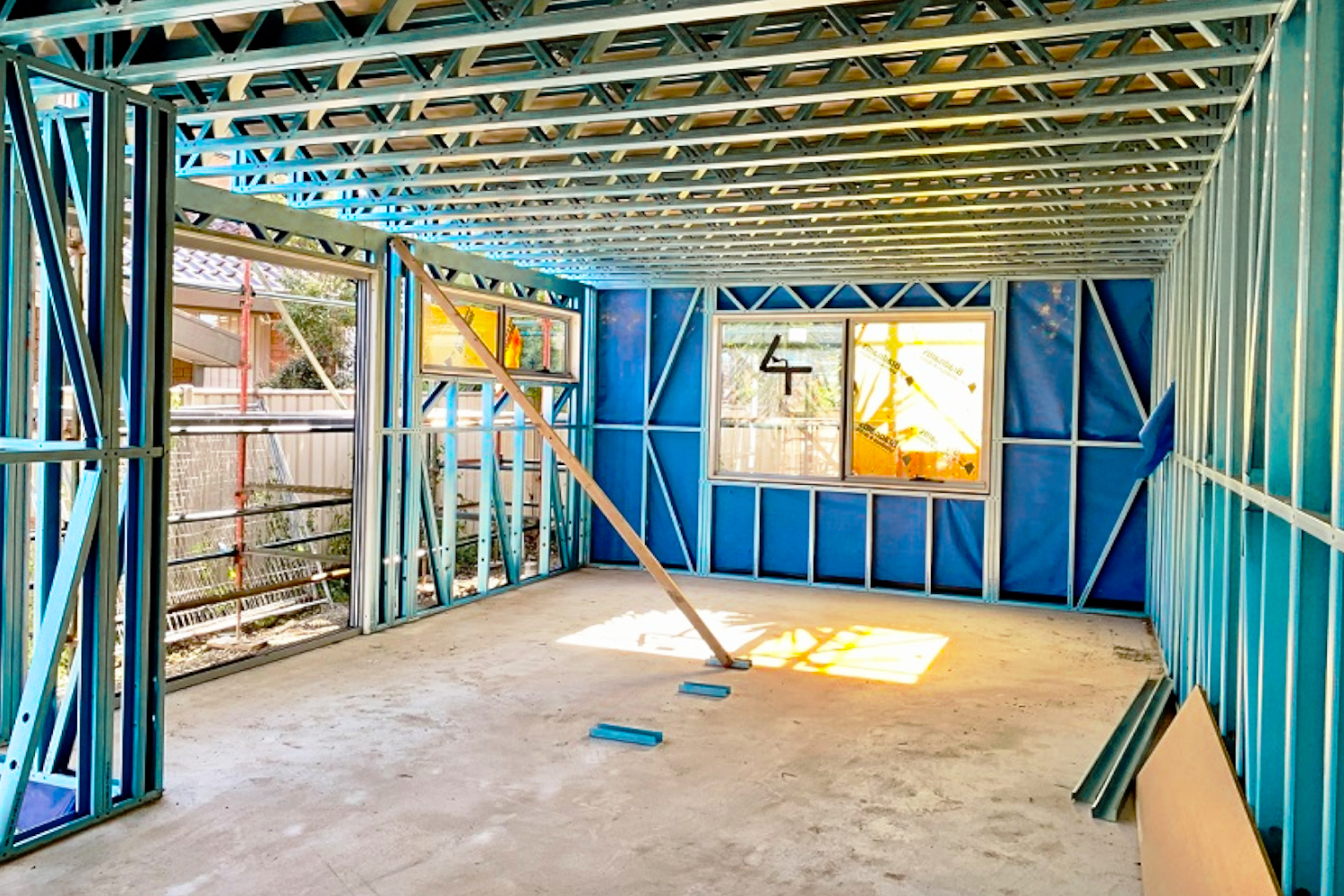 Lightweight Truecore Bluescope steel framing system by CMG Frames at JAB Developments townhouses in Keilor, Victoria.