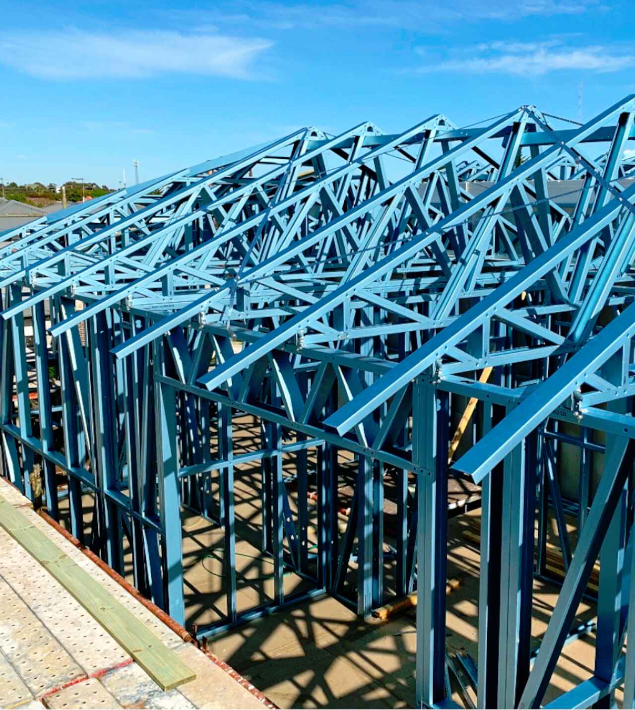 Lightweight Truecore Bluescope steel framing system by CMG Frames at JAB Developments townhouses in Keilor, Victoria.