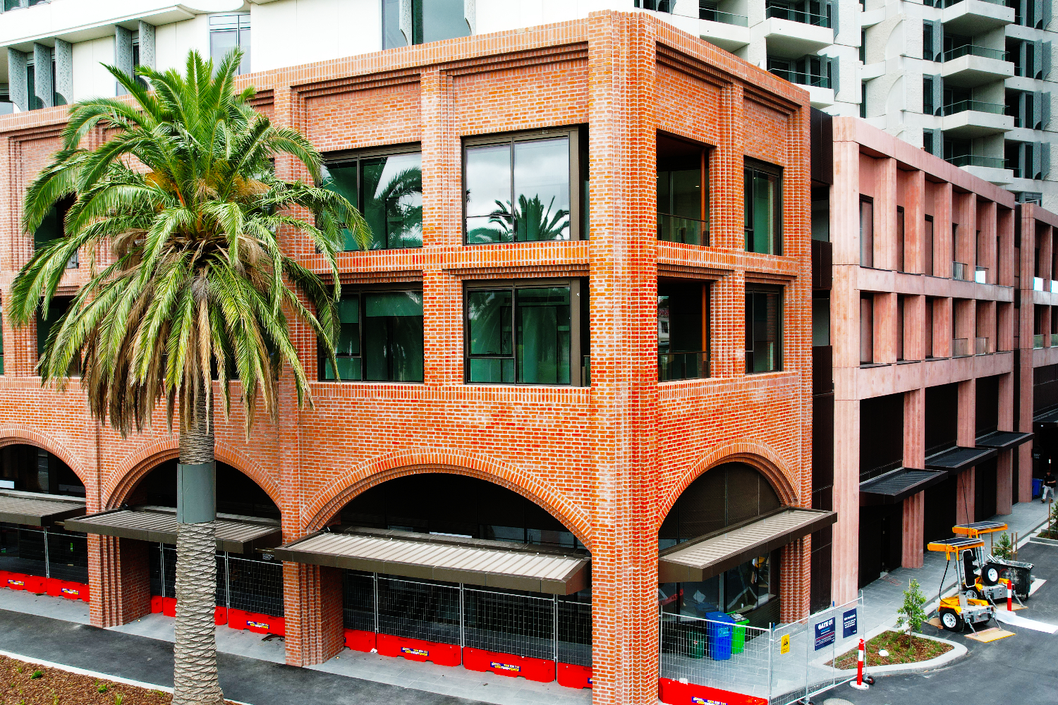 Prefabricated modular lightweight steel frame facade with a brick slip system by CMG Frames at Mcnab Avenue, Footscray.
