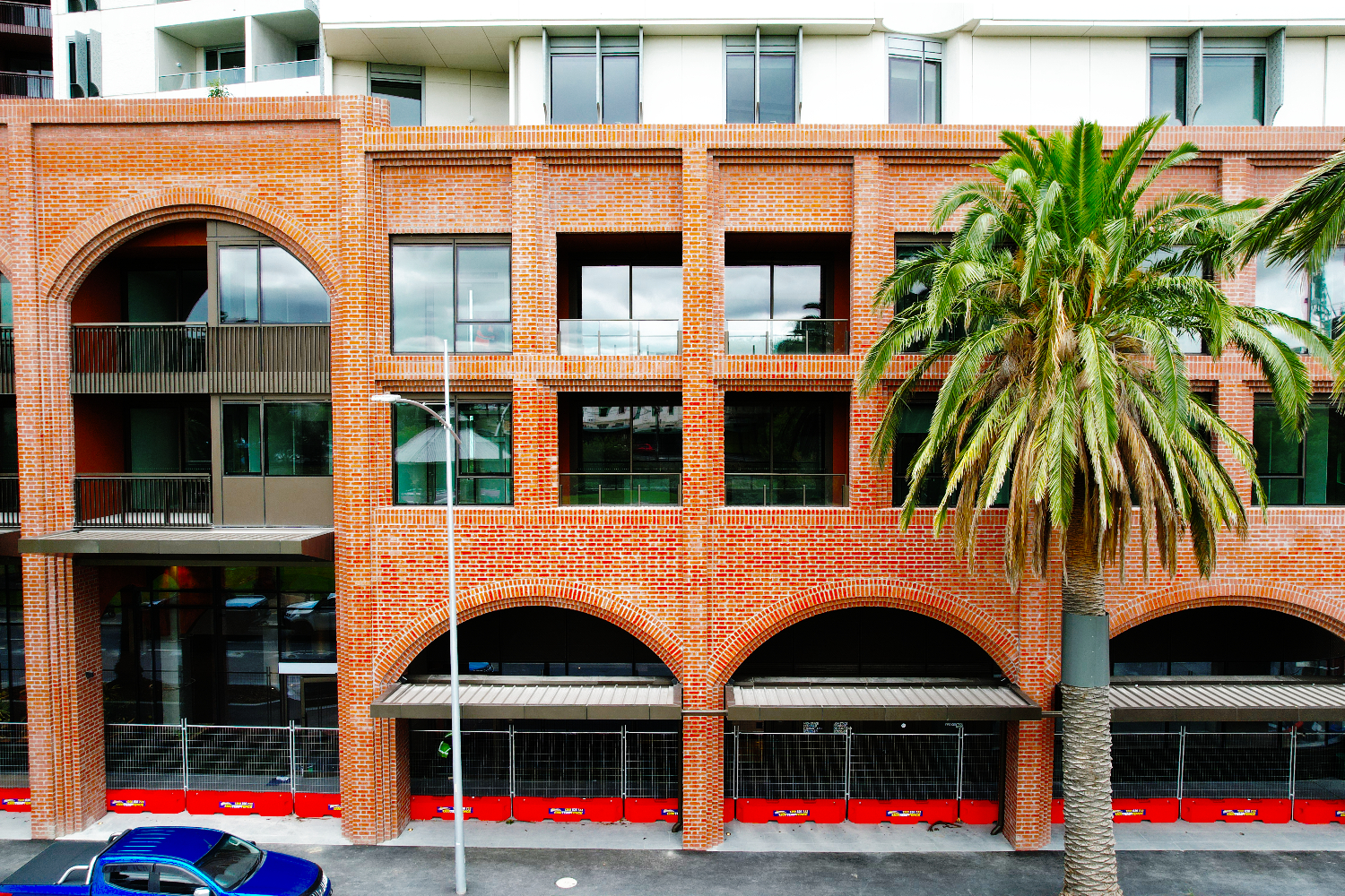 Prefabricated modular lightweight steel frame facade with a brick slip system by CMG Frames at Mcnab Avenue, Footscray.