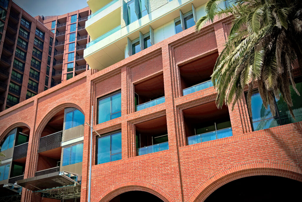 Prefabricated modular lightweight steel frame facade with a brick slip system by CMG Frames at Mcnab Avenue, Footscray.