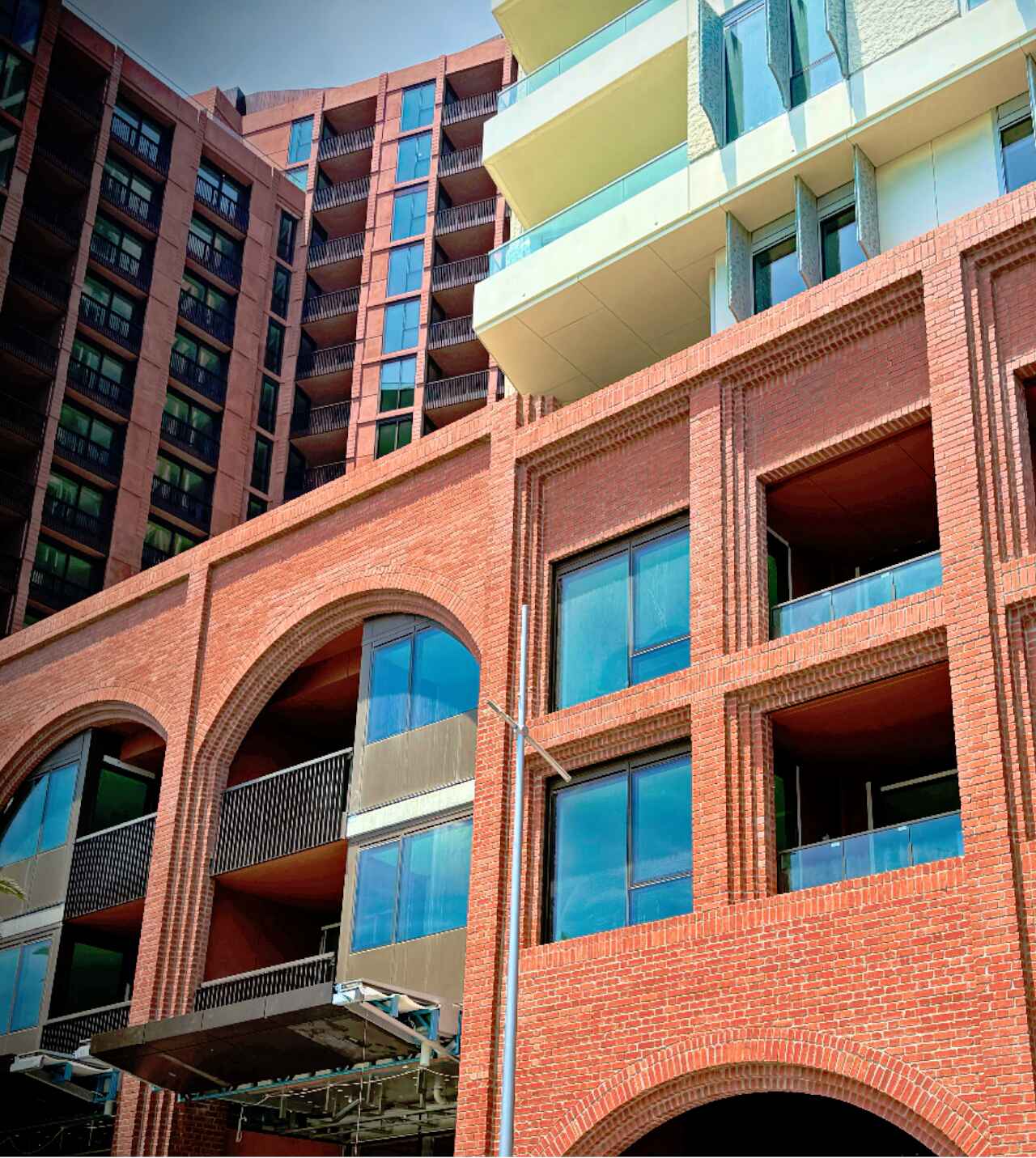 Prefabricated modular lightweight steel frame facade with a brick slip system by CMG Frames at Mcnab Avenue, Footscray.