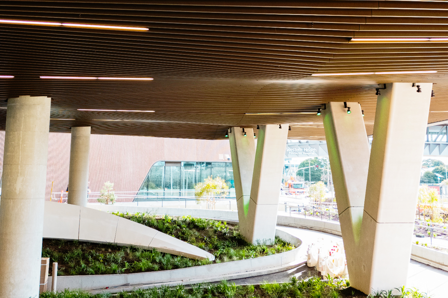 Lightweight steel custom ceiling on New Footscray Hospital by CMG Frames.