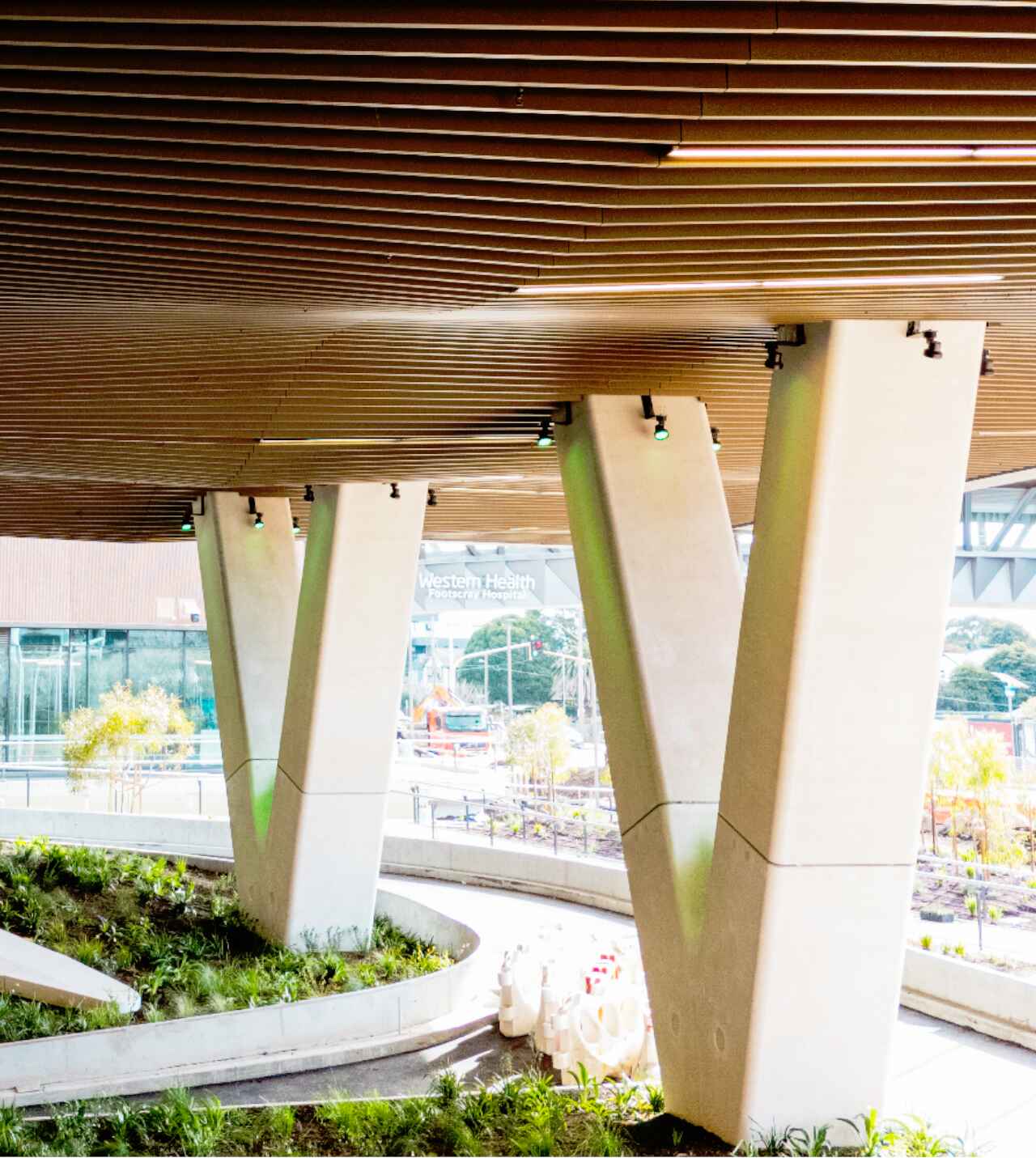 Lightweight steel custom ceiling on New Footscray Hospital by CMG Frames.