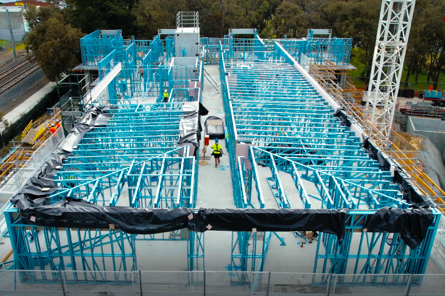Modular lightweight steel framing at Pavillions Apartments by CMG Frames.